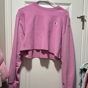 Champion Women's Cropped Pink Hoodie